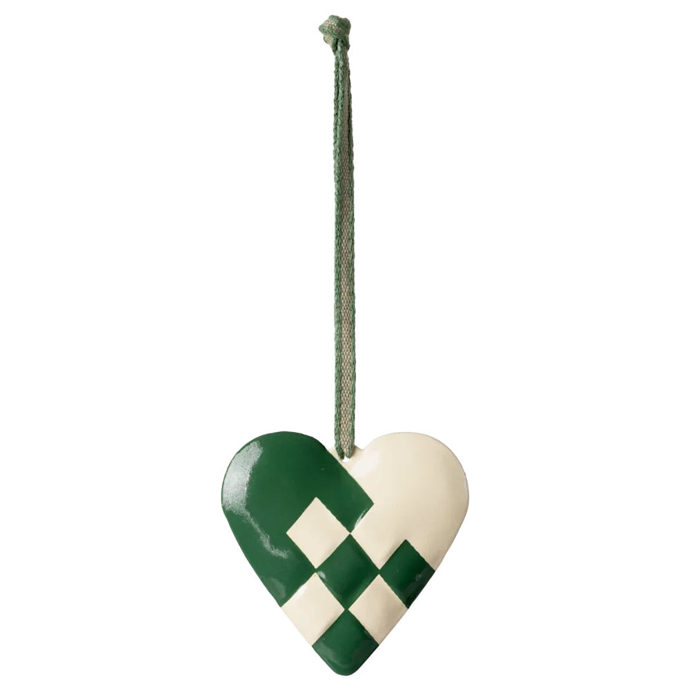 Large Heart Metal Ornament || Dark Green