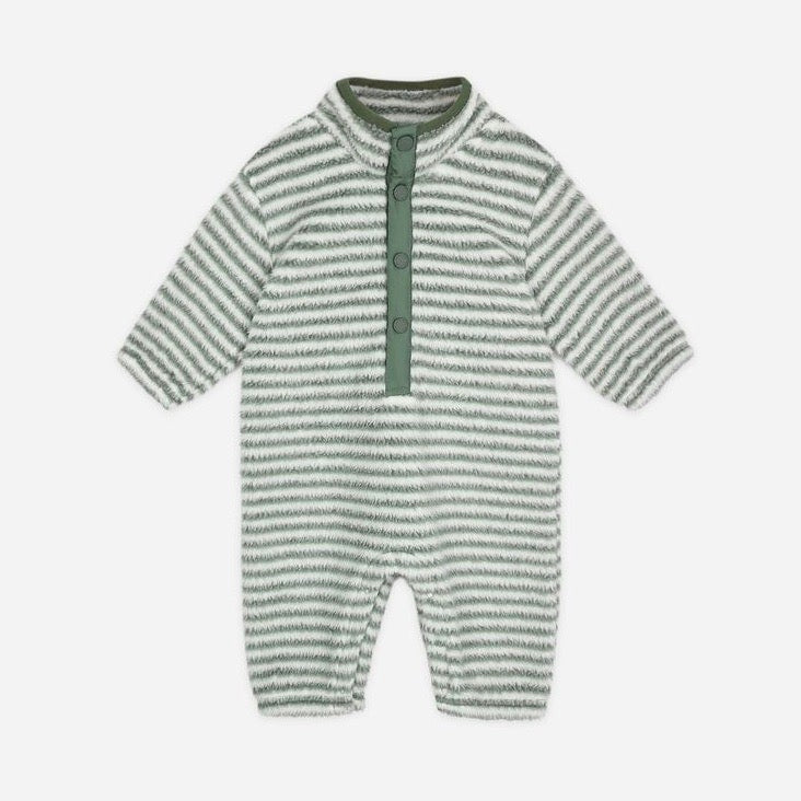 Fuzzy Winter Jumpsuit || Evergreen Stripe