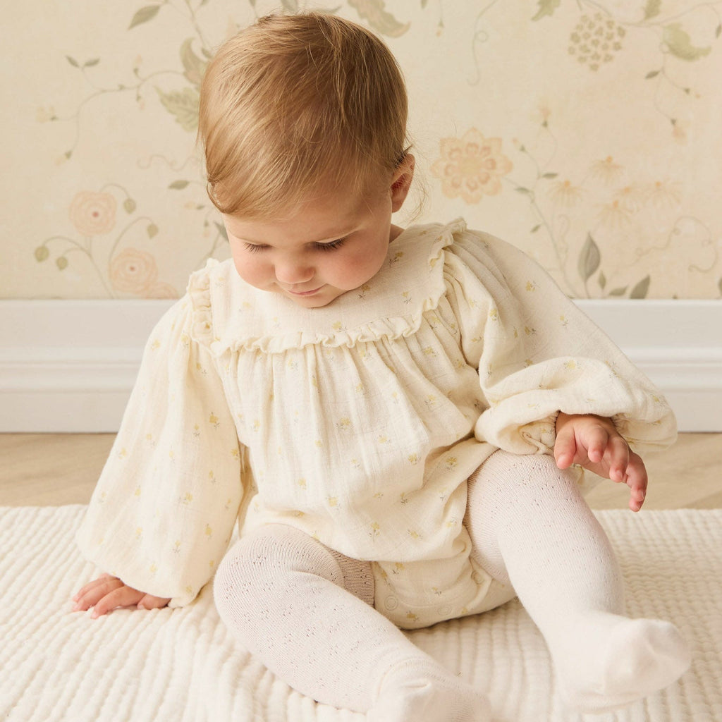 Organic Cotton Muslin Frances Playsuit || Vintage Ditsy