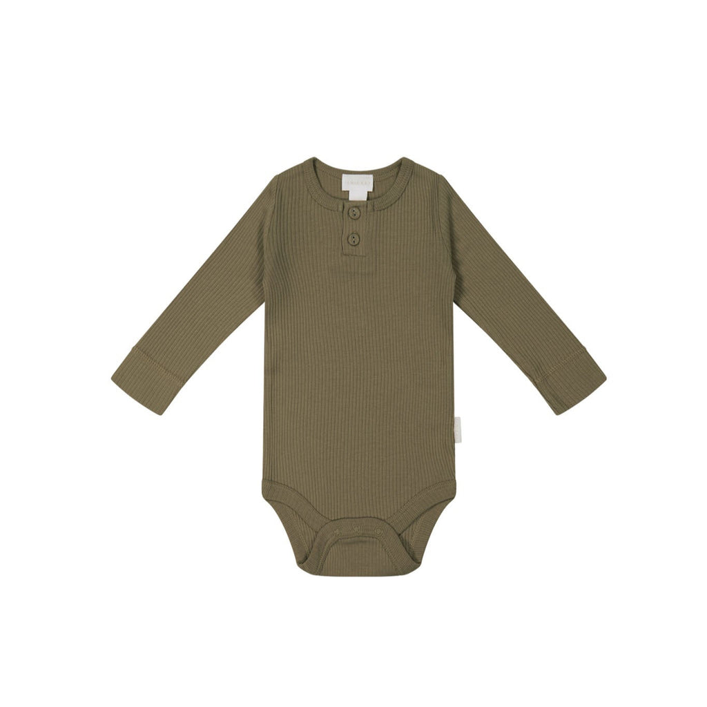 Organic Cotton Modal Long Sleeve Bodysuit || Fir Bark
