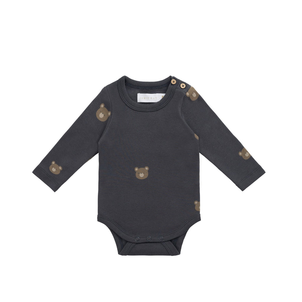 Organic Cotton Fernley Bodysuit || Bobbie Bears Black Oyster