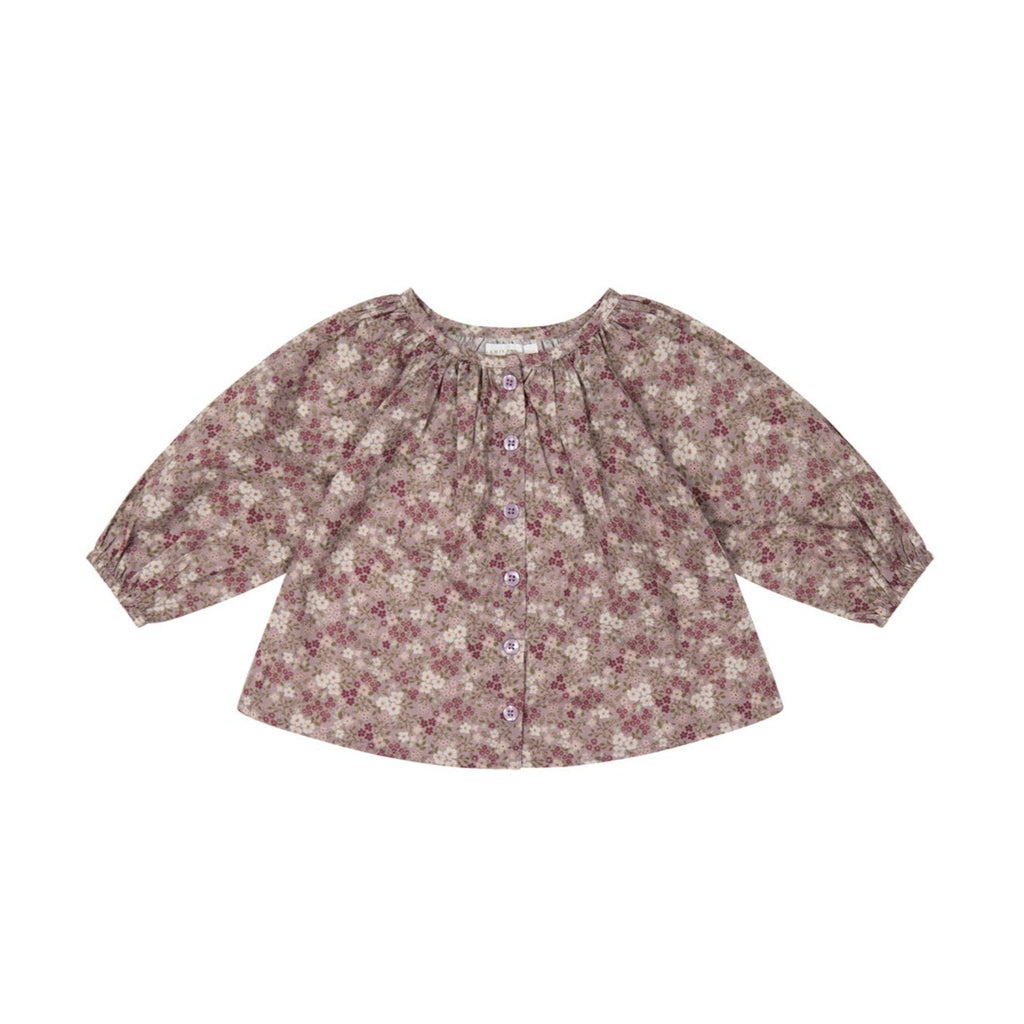 Organic Cotton Heather Blouse || Pansy Floral Fawn