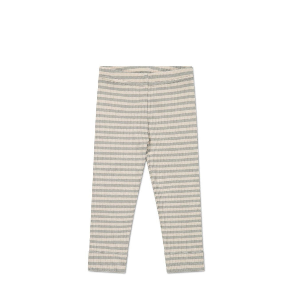 Organic Cotton Modal Elastane Legging || Narrow Stripe Willow/Soft Clay