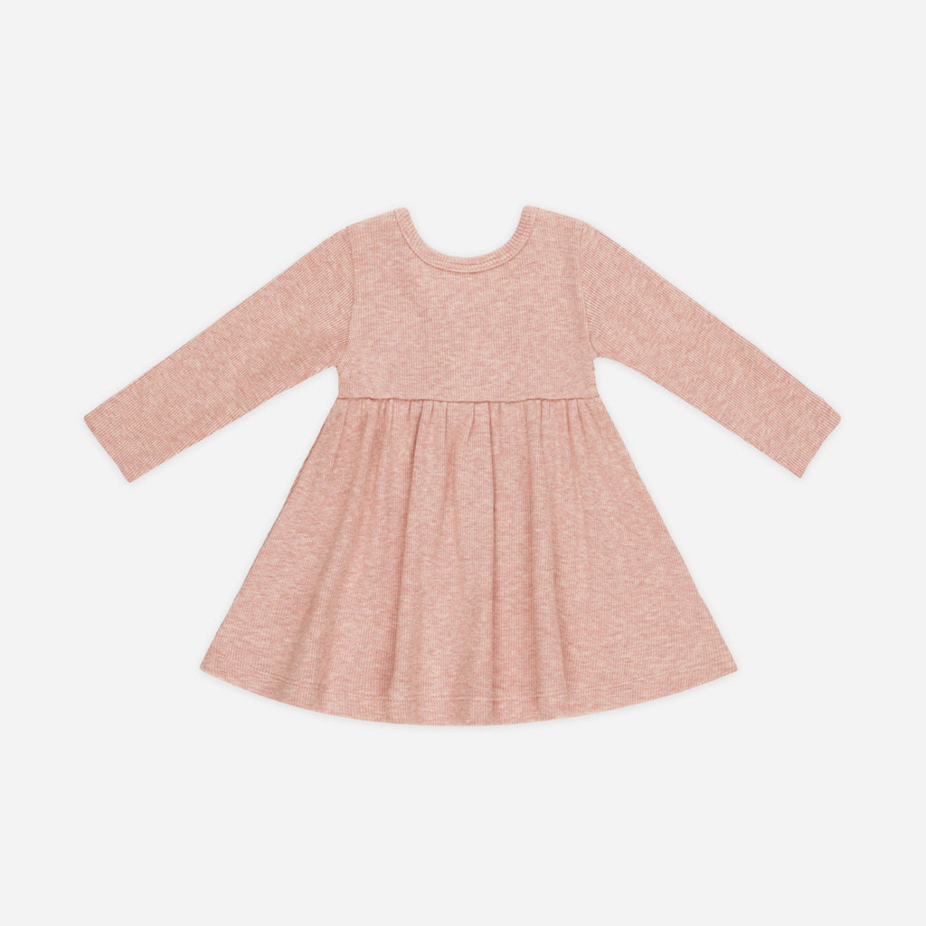 Ribbed Long Sleeve Dress || Rose