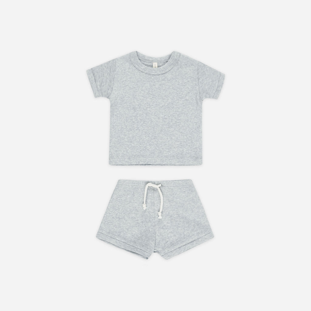 Ribbed Shortie Set || Dusty Blue