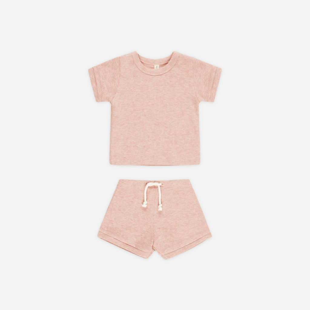Ribbed Shortie Set || Rose