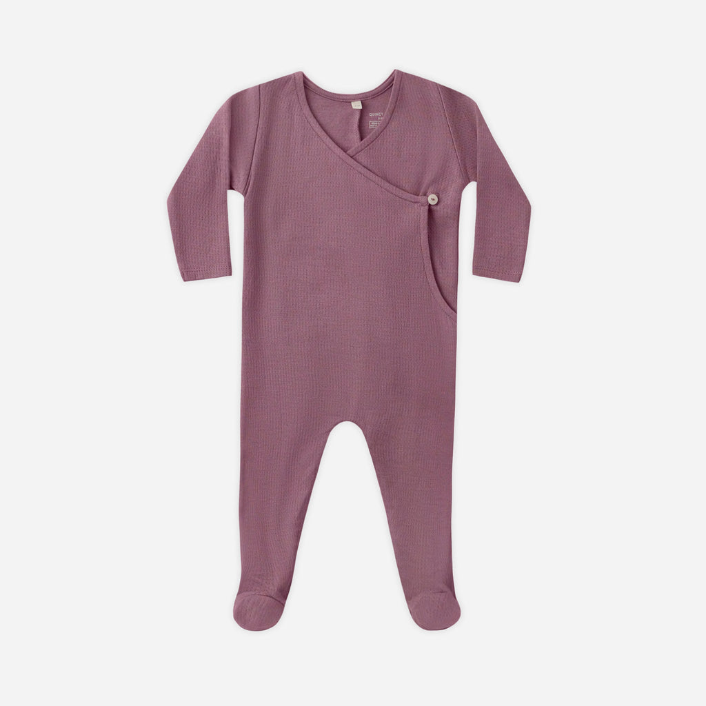 Pointelle Wrap Footie || Mulberry