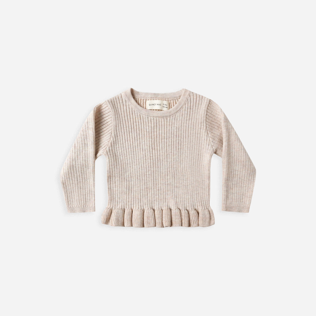 Rib Knit Peplum Top || Oat