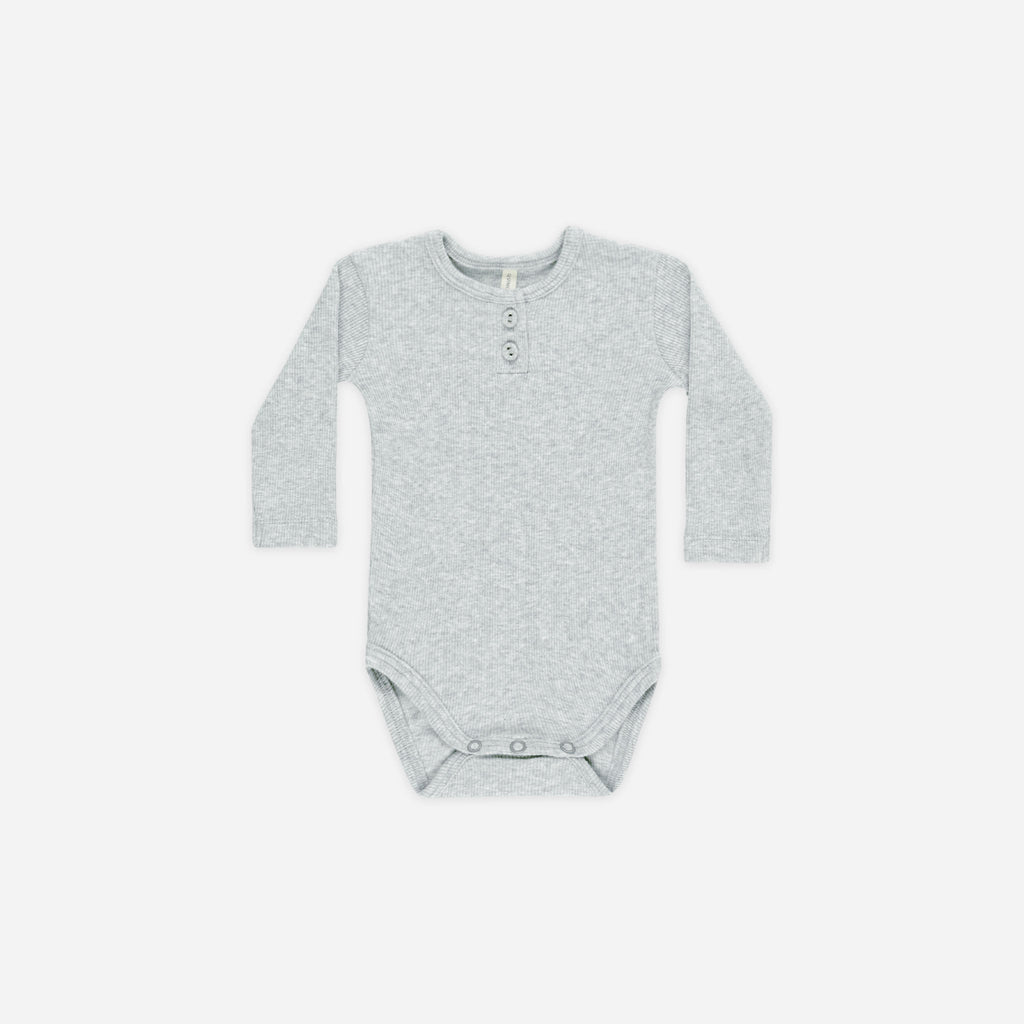 Ribbed Long Sleeve Onesie || Dusty Blue