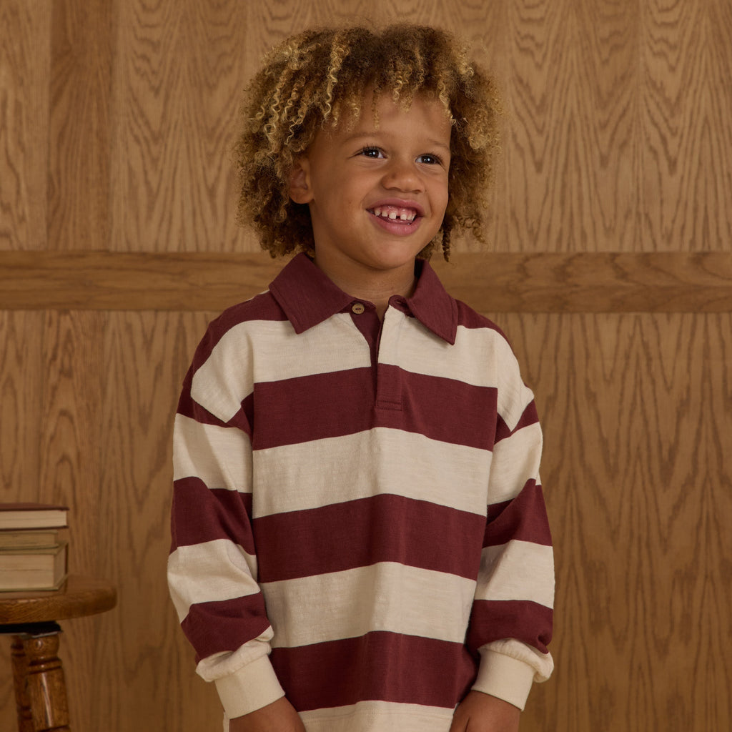 Rugby Polo || Burgundy Stripe