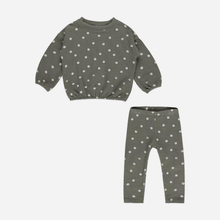 Spongey Knit Set || Forest Polka Dot