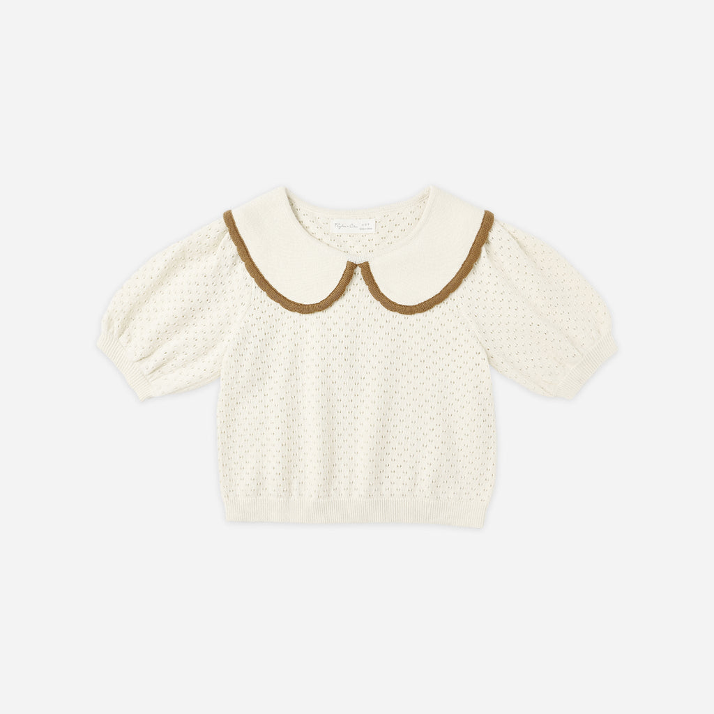 Pointelle Collared Top || Natural