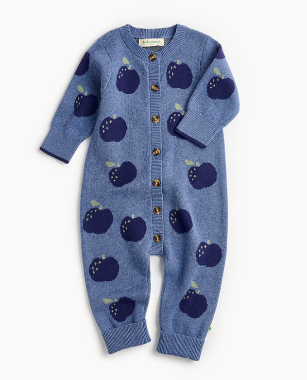 Archie Apple Knit Playsuit || Dusty Blue