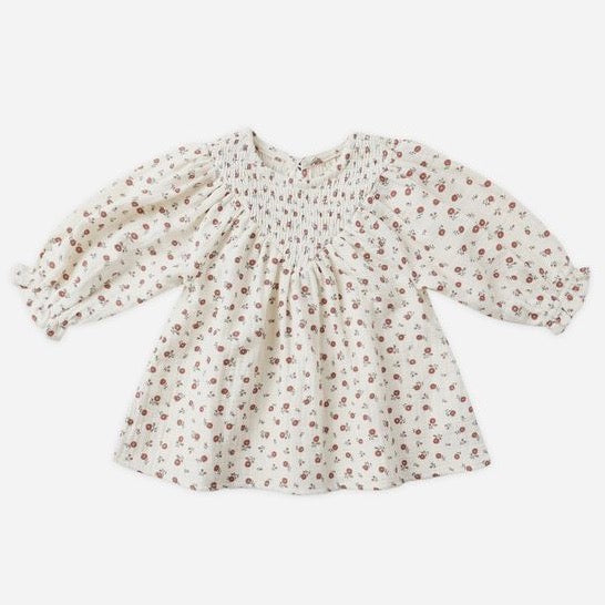 V Smocked Dress || Winter Ditsy