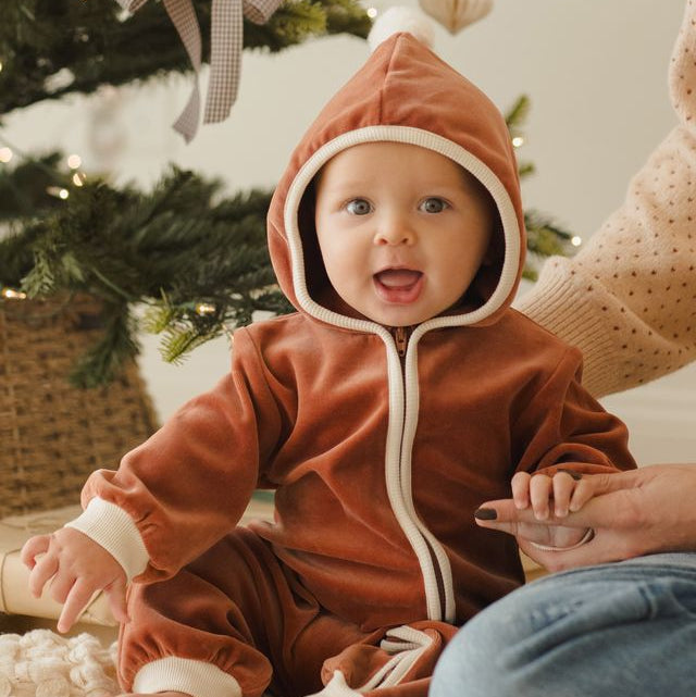 Velour Zip Jumpsuit || Cranberry