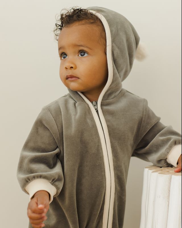 Velour Zip Jumpsuit || Forest