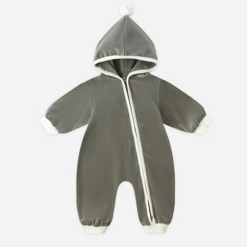 Velour Zip Jumpsuit || Forest