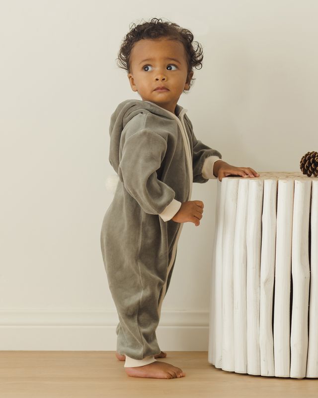 Velour Zip Jumpsuit || Forest