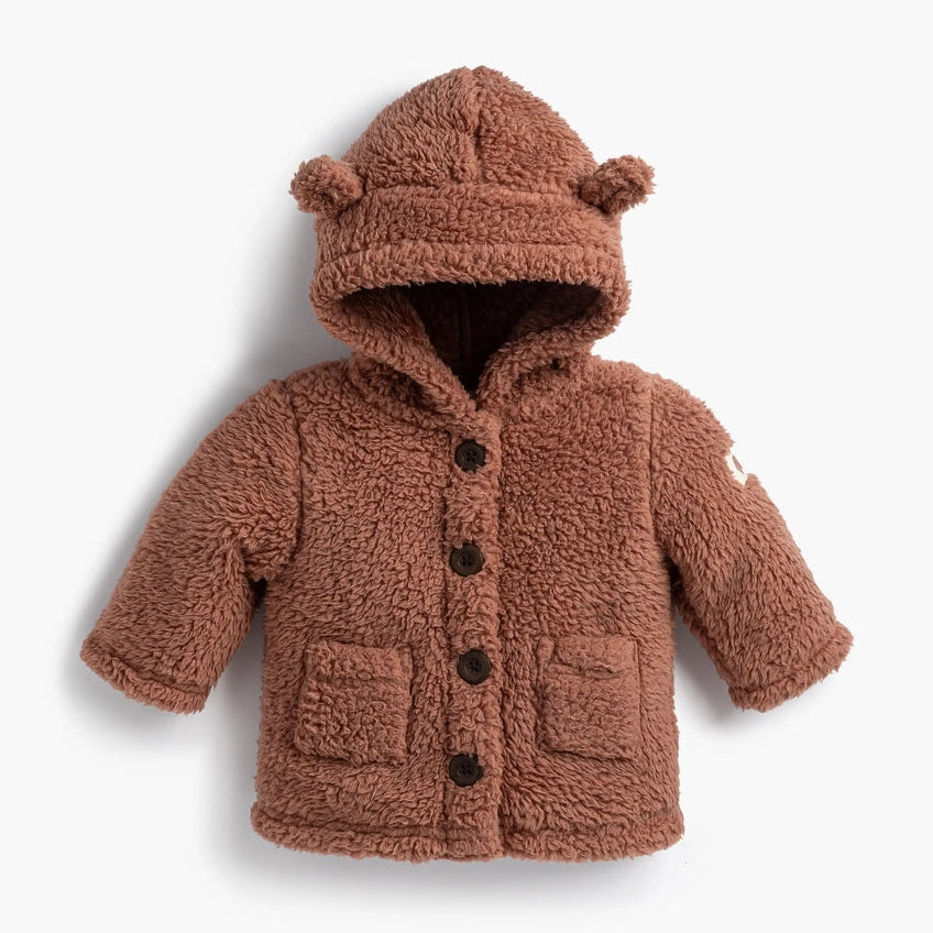 Baby Sherpa Teddy Cardigan || Caramel