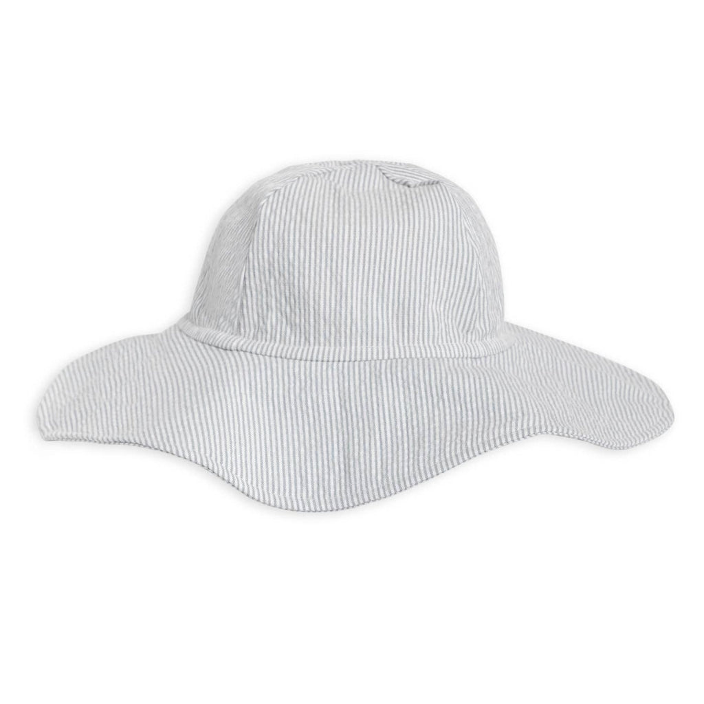 Organic Seersucker Sun Hat || Shore Stripe/Mist