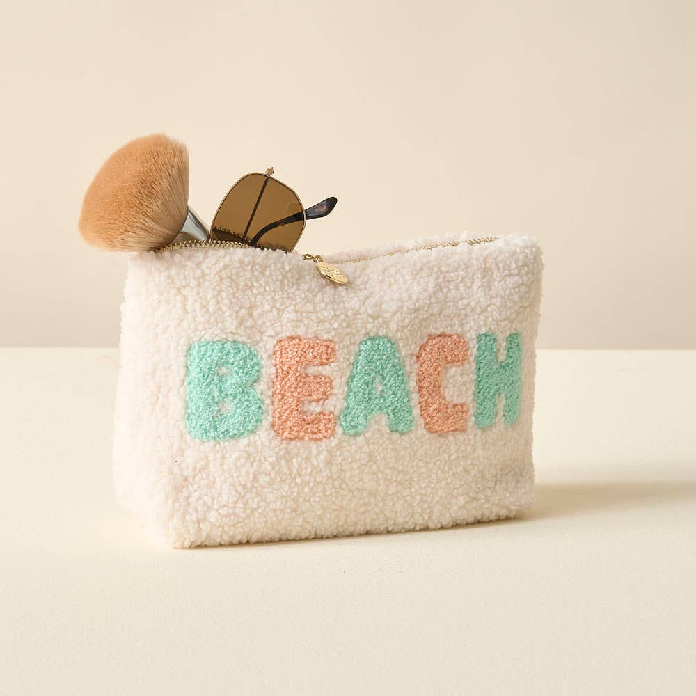 Cream Teddy Pouch || Beach