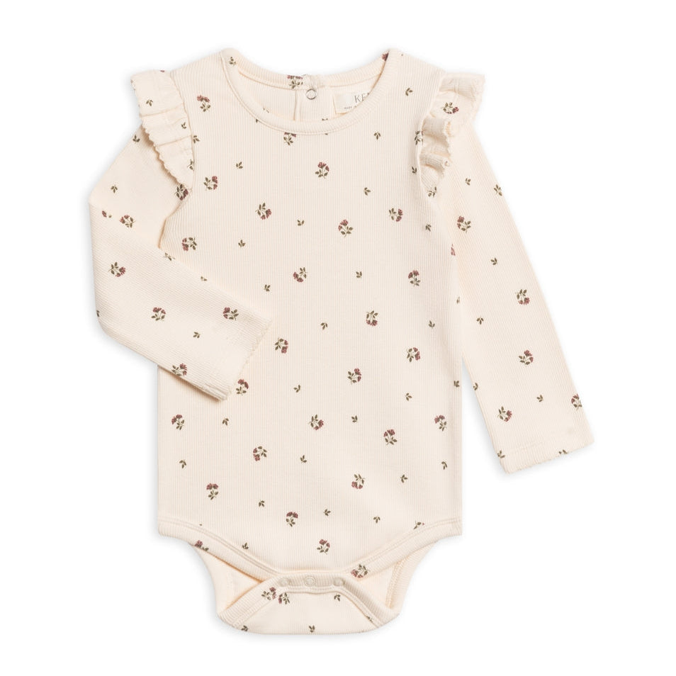 Leza Ribbed Ruffle Bodysuit || Lindsey Floral