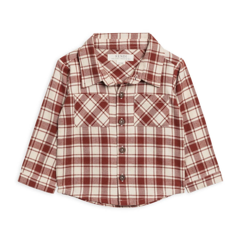 Lev Flannel Collared Button Down || Garnet Red