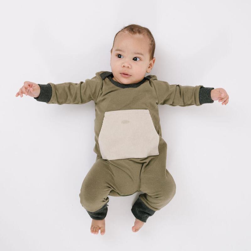 Bamboo Zipper Romper || Olive Stone