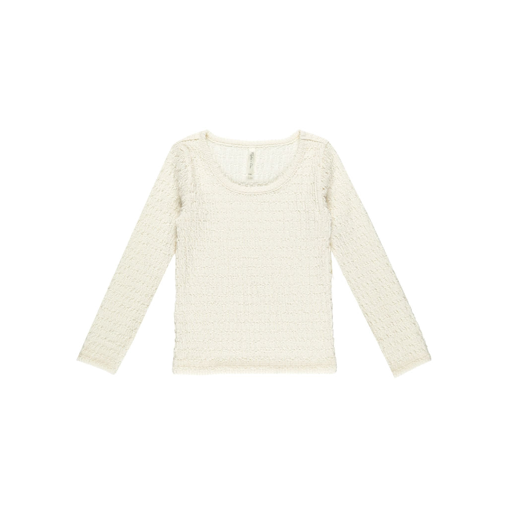 Textured Long Sleeve Top || Ivory