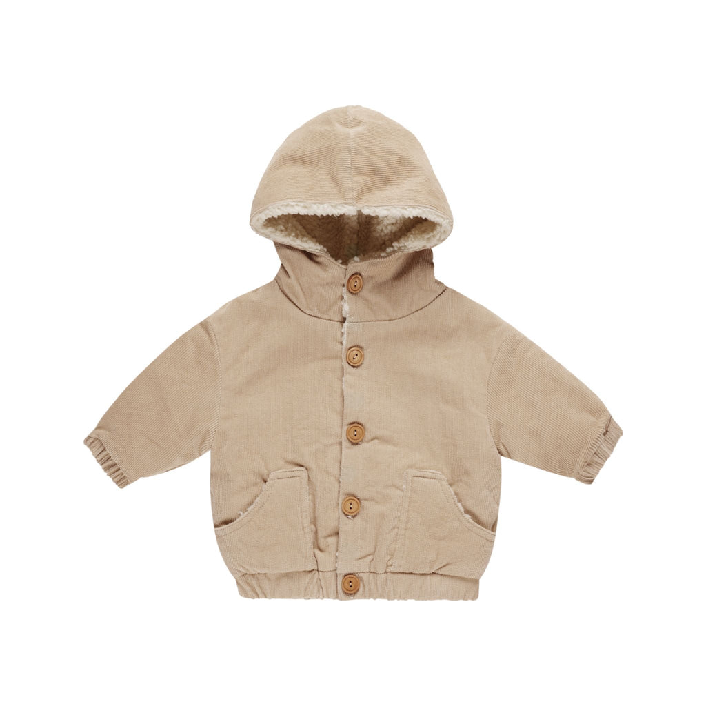 Corduroy Hooded Jacket || Latte