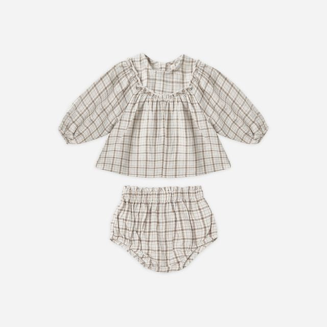 Mia Top + Bloomer Set || Blue Plaid