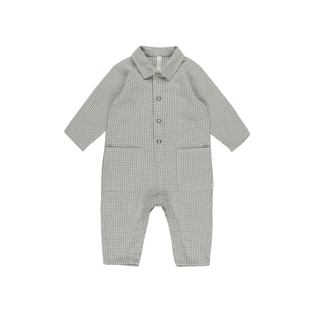 Collared Baby Jumpsuit || Forest Gingham