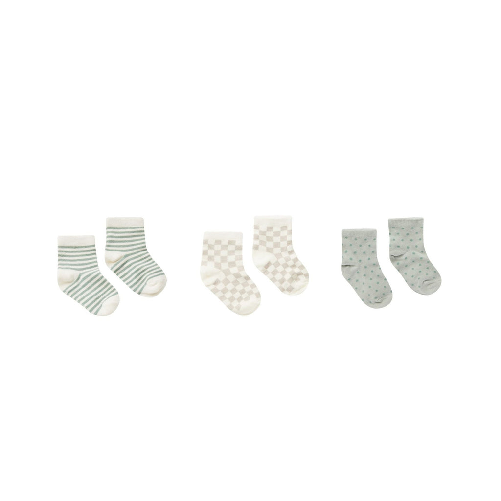 Printed Socks, 3 Pack || Summer Stripe/Dove Check/Polka Dot