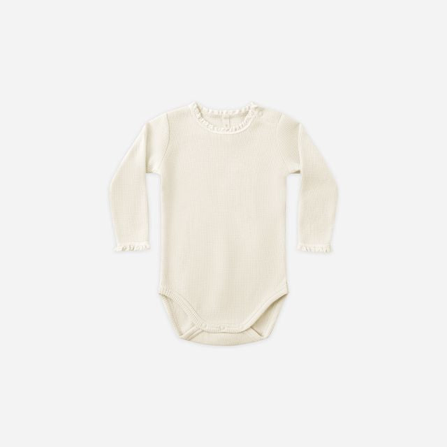 Waffle Long Sleeve Bodysuit || Natural