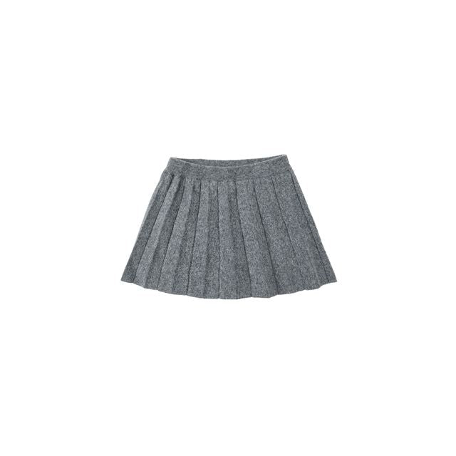 Knit Pleated Skirt || Heathered Grey