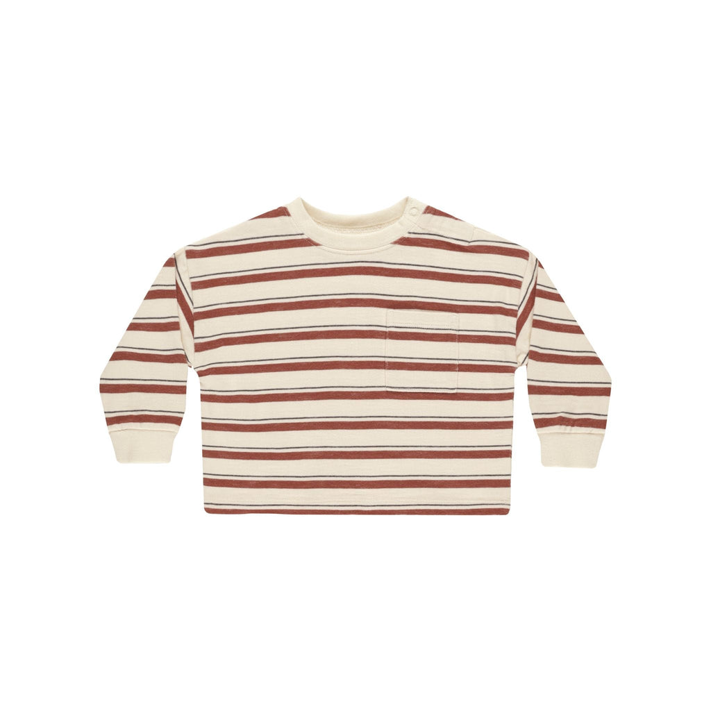 Relaxed Long Sleeve Tee || Brick Stripe