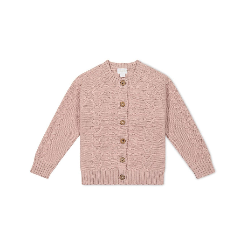 Cable Knit Cardigan || Shell Pink