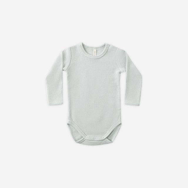 Waffle Long Sleeve Bodysuit || Ice Blue