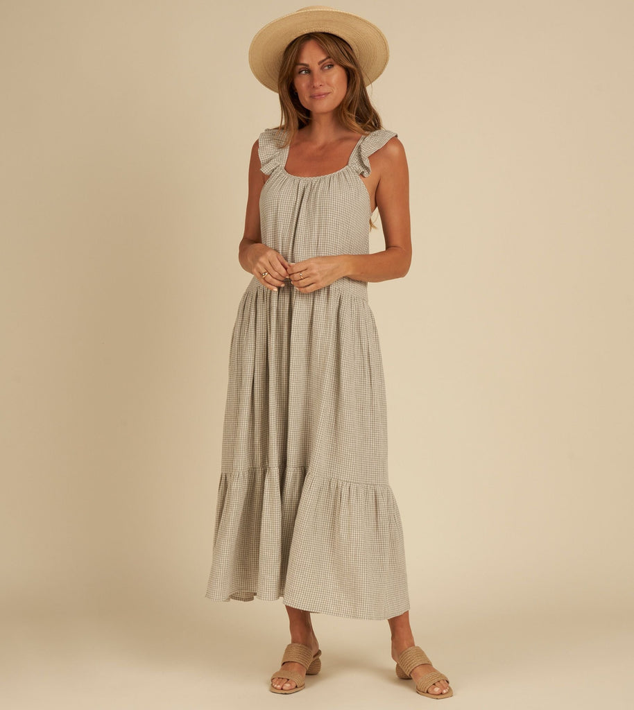 Abbie Tiered Maxi || Sage Gingham