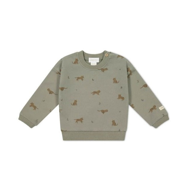 Organic Cotton Jalen Sweatshirt || Lenny Leopard Sage