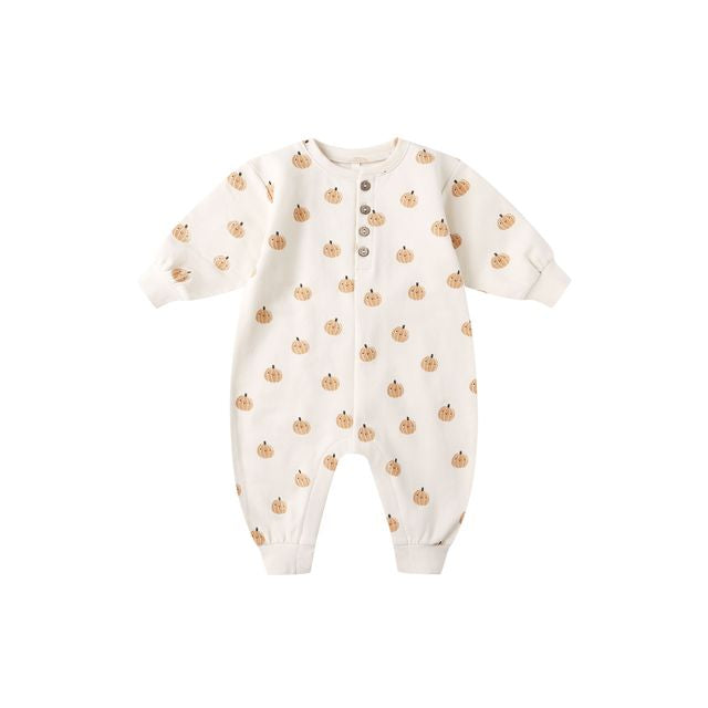 Relaxed Fleece Jumpsuit || Smiley Pumpkins