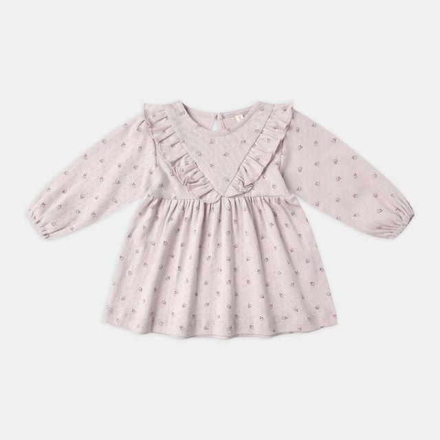 Long Sleeve Ruffle V Dress || Lilac Ditsy