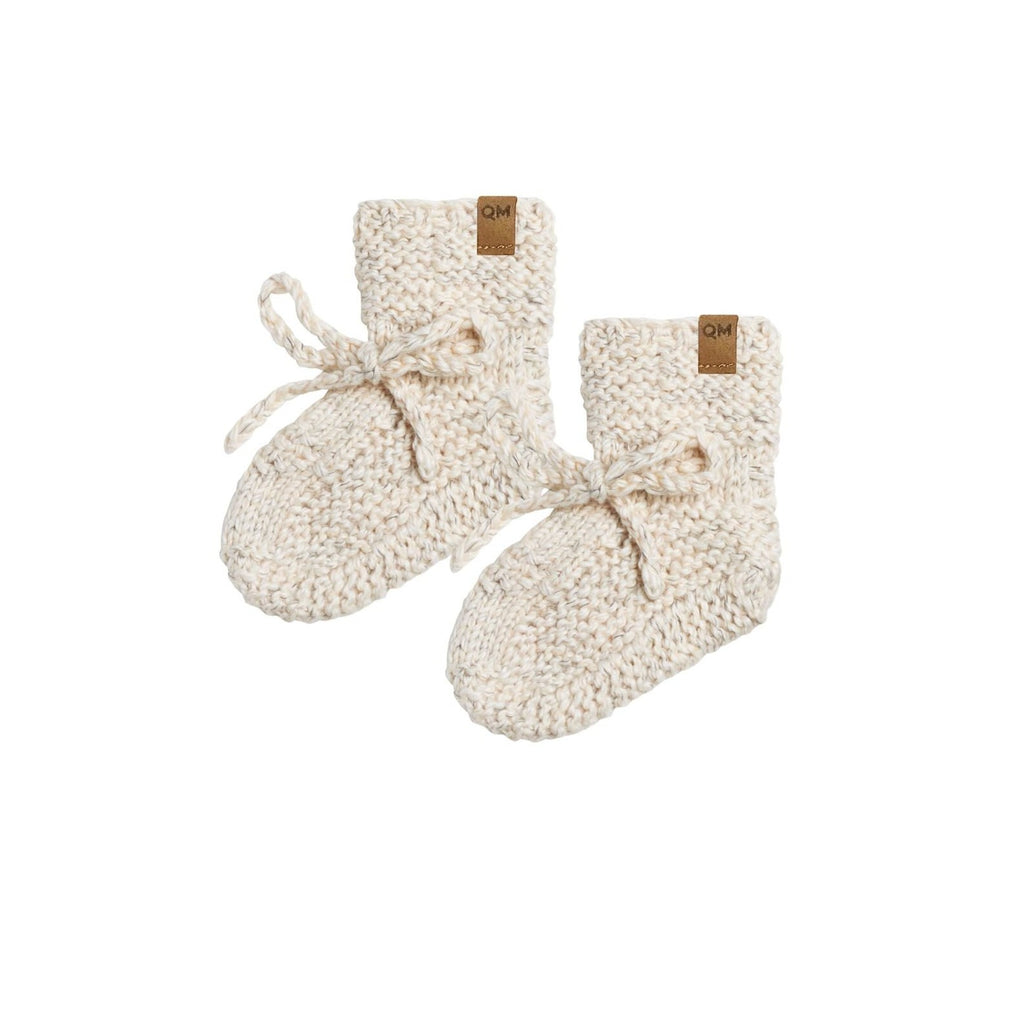 Speckled Knit Booties || Natural