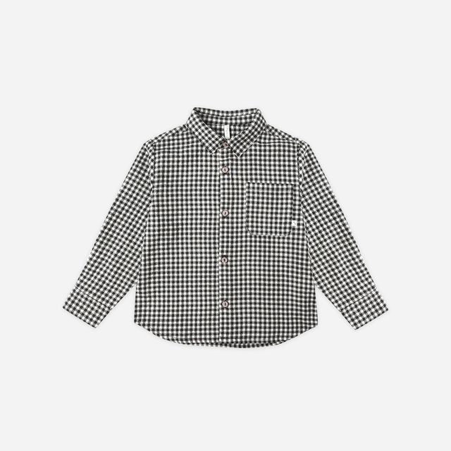 Collared Long Sleeve Shirt || Black Gingham