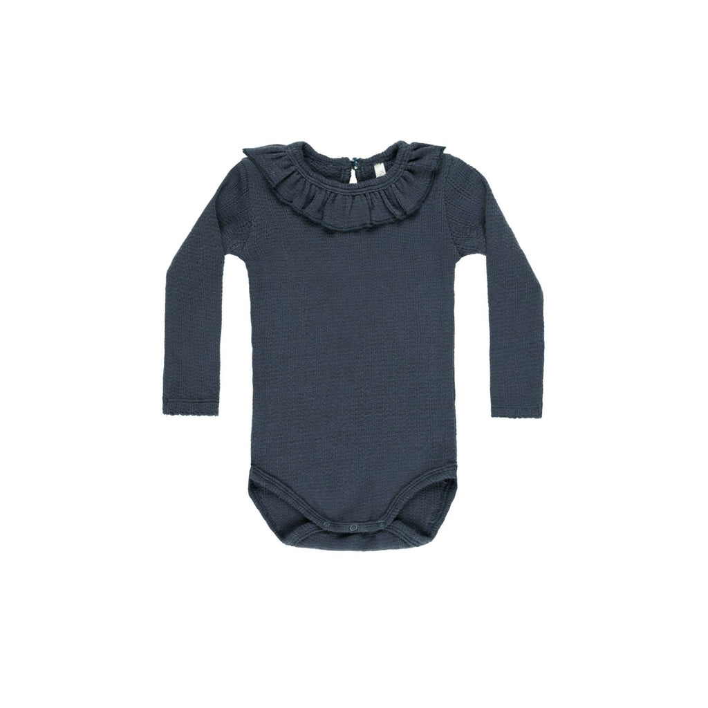 Ruffle Collar Bodysuit || Indigo