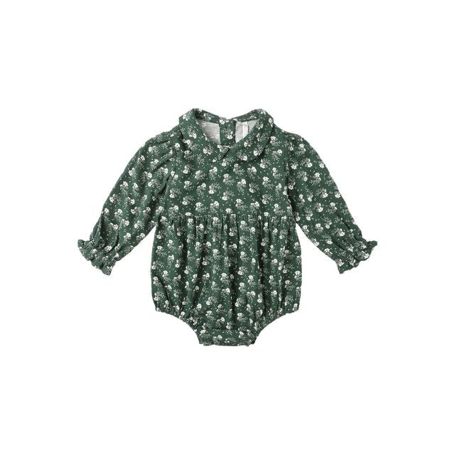 Cora Romper || Green Ditsy