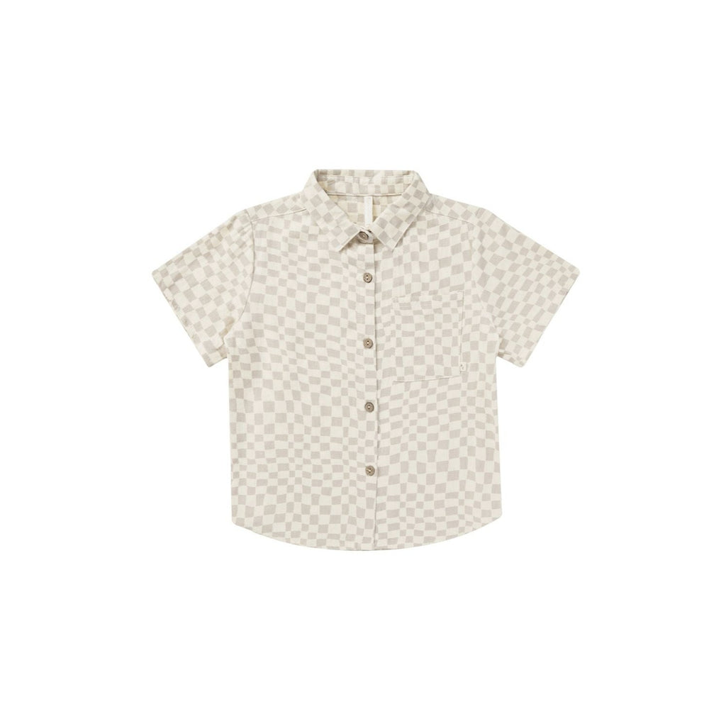 Collared Short Sleeve Shirt || Dove Check