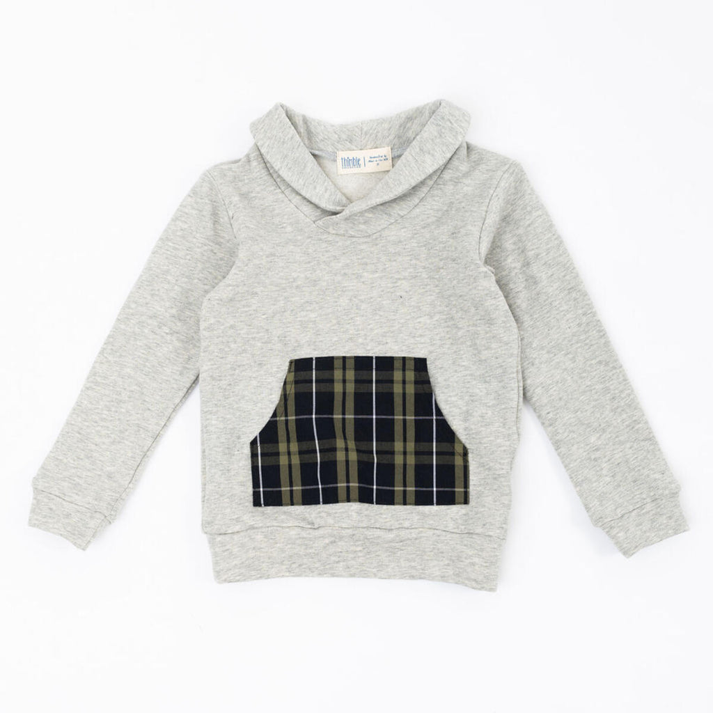 Shawl Collar Sweatshirt || Shadow Plaid