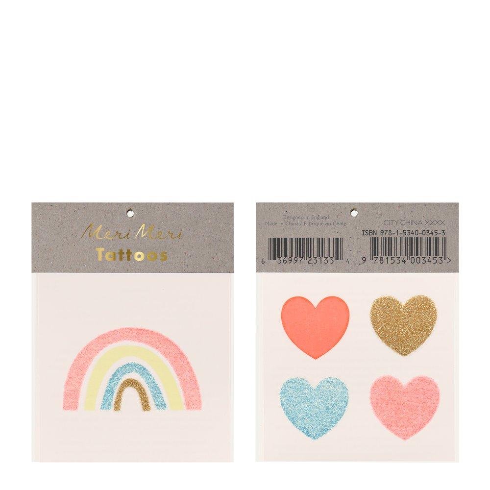 Rainbow & Hearts Glitter Tattoos